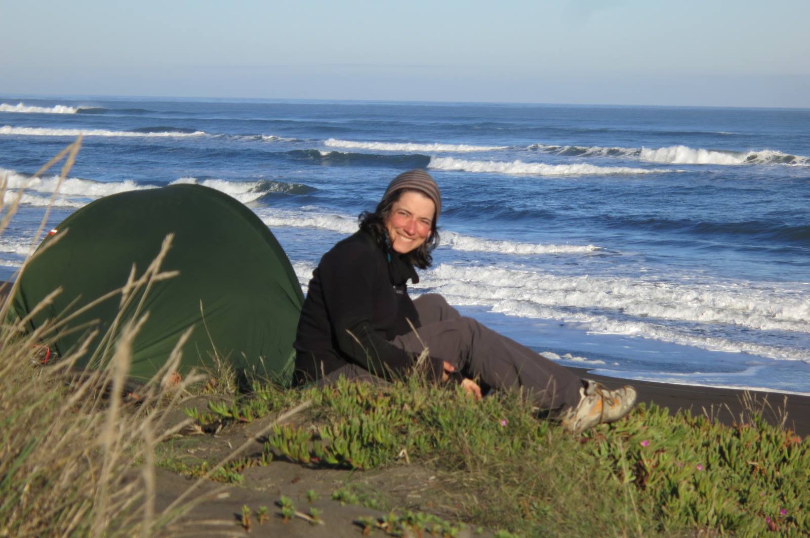 Anne-Sophie during her unicycle trip through Patagonia